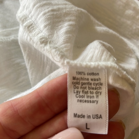 Crowned Free dolman 3/4 sleeve tee, white slub knit - size Large - Picture 6 of 6